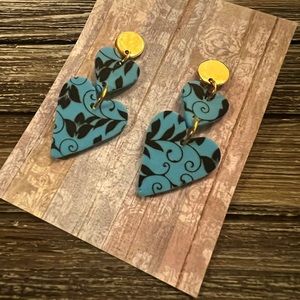 Romantic and elegant polymer clay Valentines heart earrings